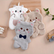 1 шт. Микрофибровое полотенце для пальцев с мультяшным животным, легкое висячее кухонное полотенце, вышитый носовой платок из кораллового флиса, современный стиль, 30 г/м², только ручная стирка