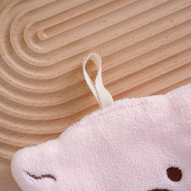 1 шт. Микрофибровое полотенце для пальцев с мультяшным животным, легкое висячее кухонное полотенце, вышитый носовой платок из кораллового флиса, современный стиль, 30 г/м², только ручная стирка