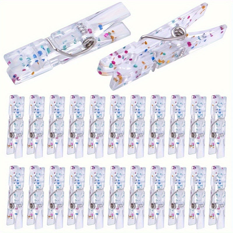 Plastic Clear Clothespins for Photos Display Pack of 50