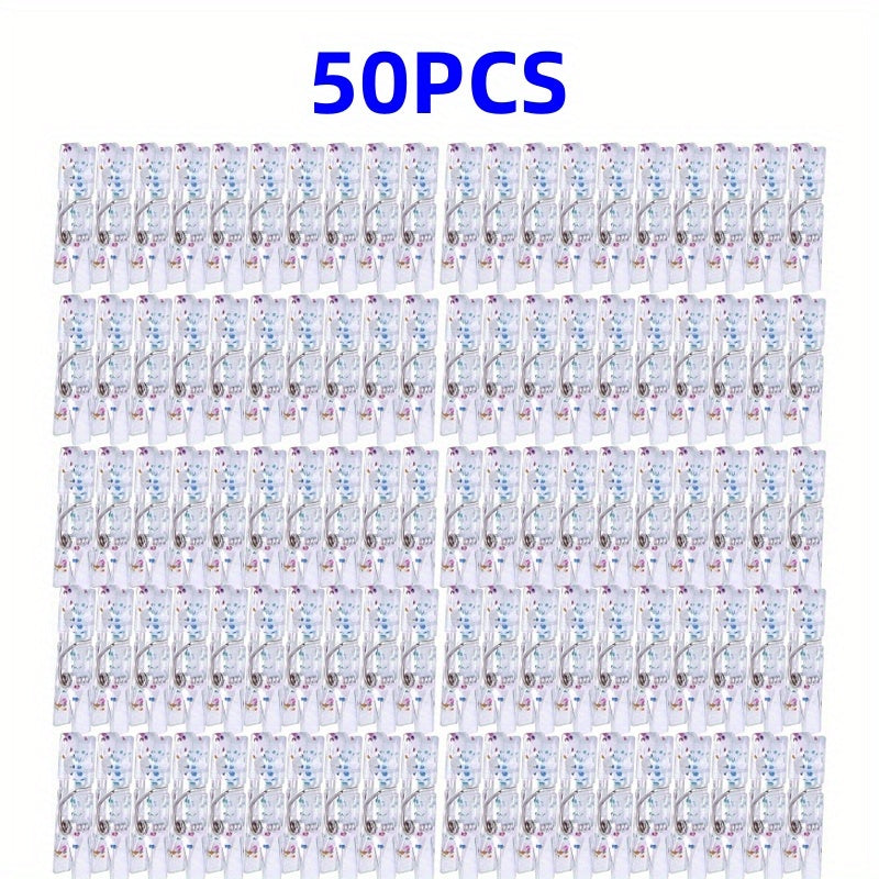 Plastic Clear Clothespins for Photos Display Pack of 50