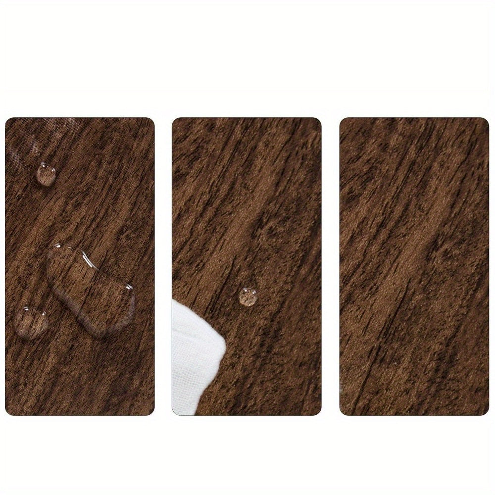 Vinyl Round Tablecloth with Wood Grain Design Elastic Edges Indoor Outdoor Picnic BBQ Garden