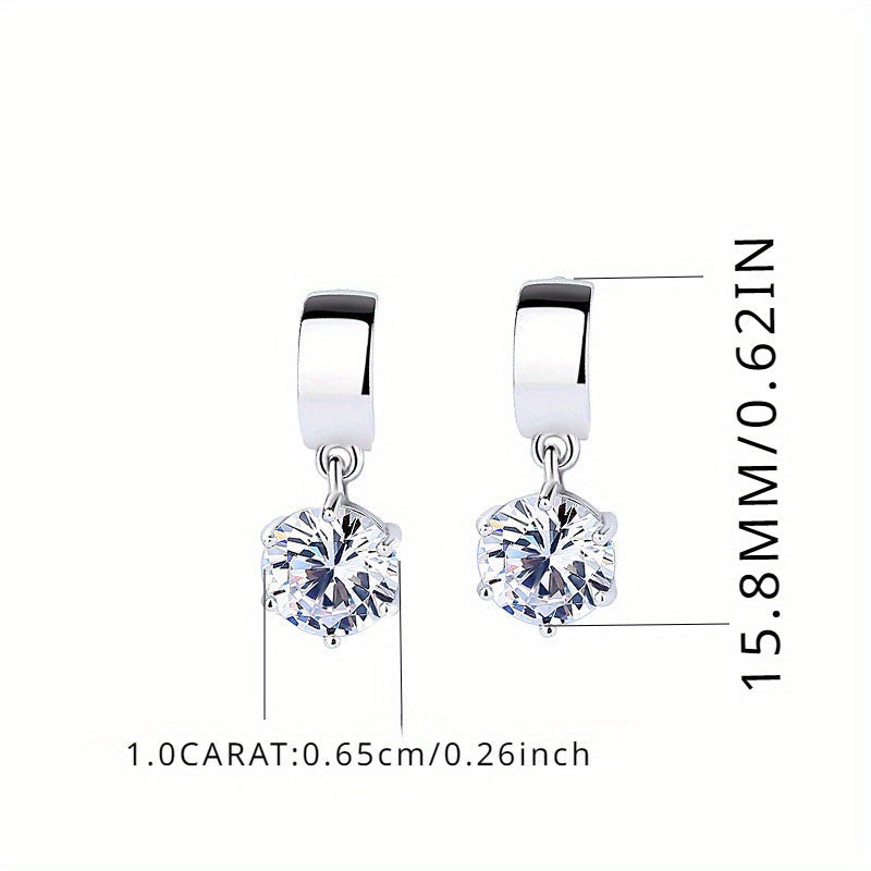 Серебряные серьги-гвоздики для мужчин и женщин с Moissanite 1 карат