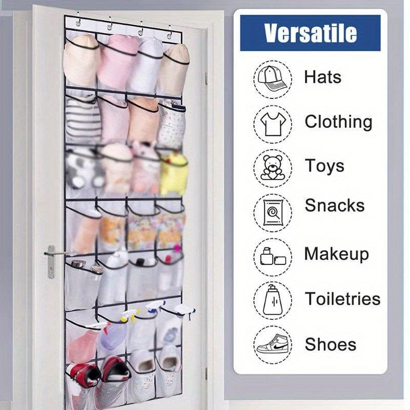 Lightweight Over-the-Door Shoe Organizer with 24 Pockets for Closet Storage