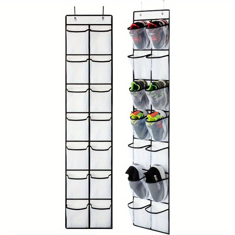 Lightweight Over-the-Door Shoe Organizer with 24 Pockets for Closet Storage