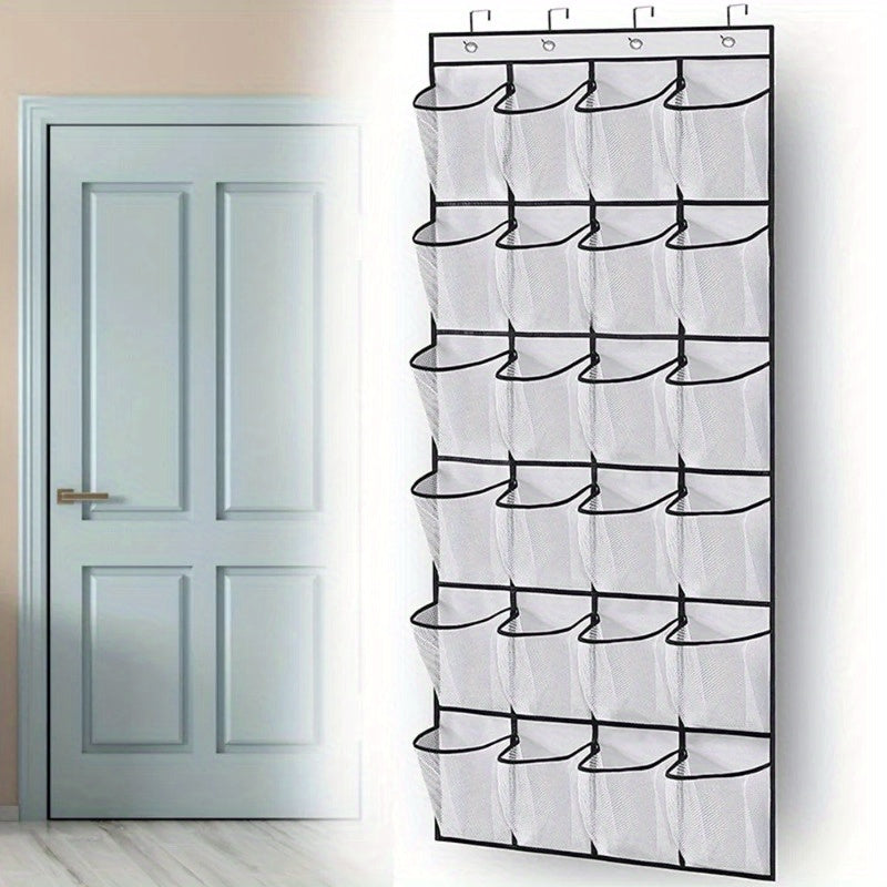 Lightweight Over-the-Door Shoe Organizer with 24 Pockets for Closet Storage