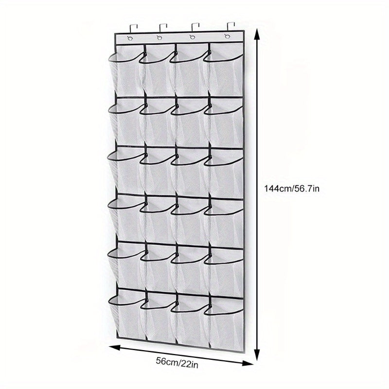 Lightweight Over-the-Door Shoe Organizer with 24 Pockets for Closet Storage