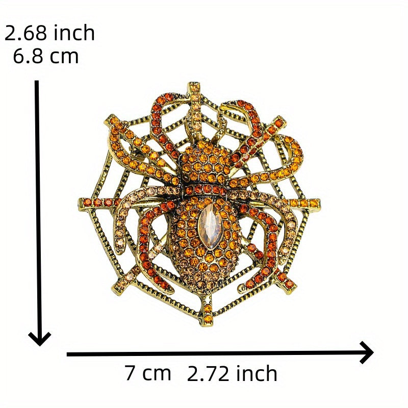 Vintage Spider Brooch Pin Rhinestone bilan bezatilgan retro zargarlik buyumlari aksessuari