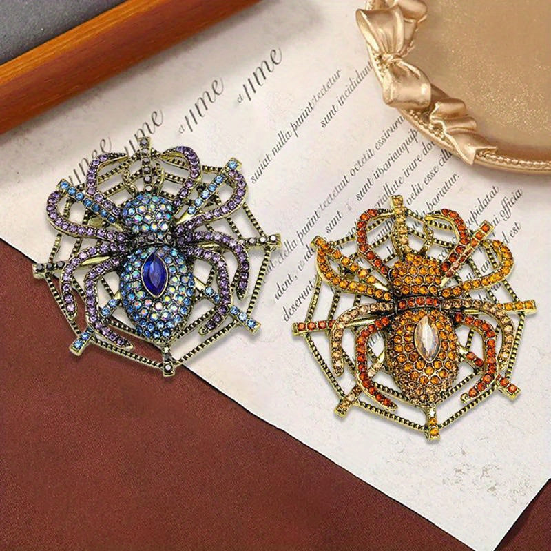 Vintage Spider Brooch Pin Rhinestone bilan bezatilgan retro zargarlik buyumlari aksessuari