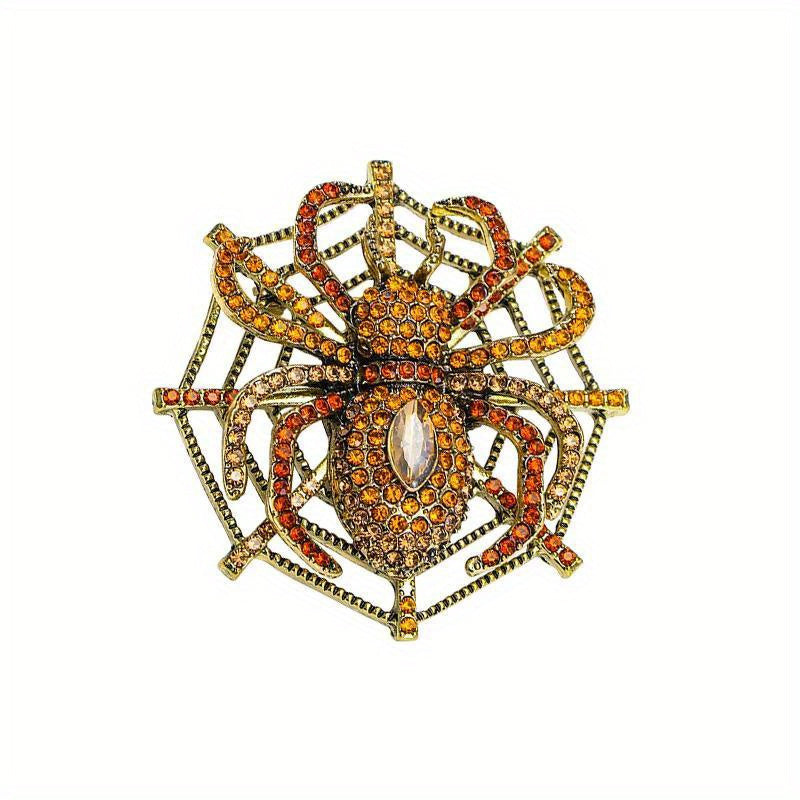 Vintage Spider Brooch Pin Rhinestone Encrusted Retro Jewelry Accessory