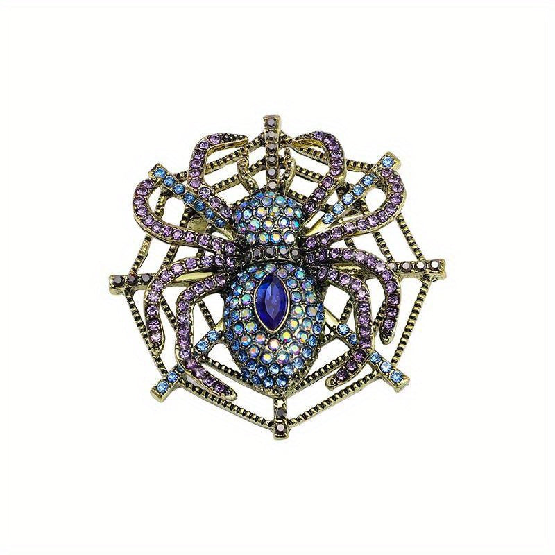 Vintage Spider Brooch Pin Rhinestone bilan bezatilgan retro zargarlik buyumlari aksessuari