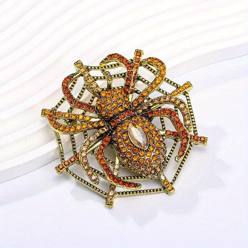 Vintage Spider Brooch Pin Rhinestone bilan bezatilgan retro zargarlik buyumlari aksessuari