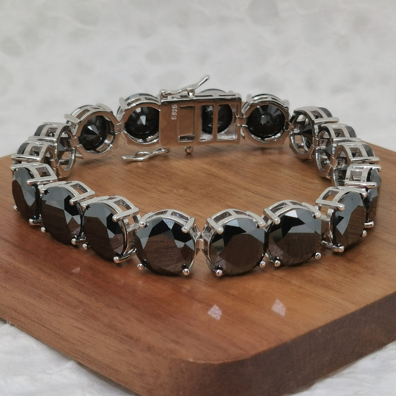 Потрясающий браслет из черного моиссанита весом 85,0 карата в стерлинговом серебре S925 - идеальный подарок на годовщину как для женщин, так и для мужчин, весом 39,39 г