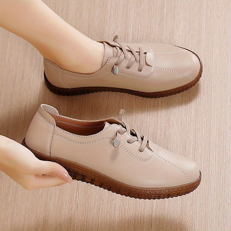 Women's Solid Color Lace-Up Sneakers Casual Low Top Outdoor Shoes