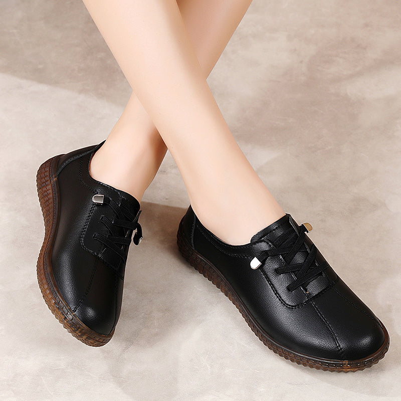 Women's Solid Color Lace-Up Sneakers Casual Low Top Outdoor Shoes