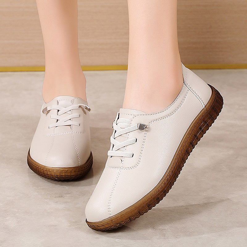 Women's Solid Color Lace-Up Sneakers Casual Low Top Outdoor Shoes