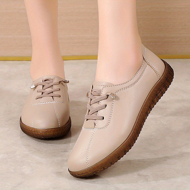 Women's Solid Color Lace-Up Sneakers Casual Low Top Outdoor Shoes