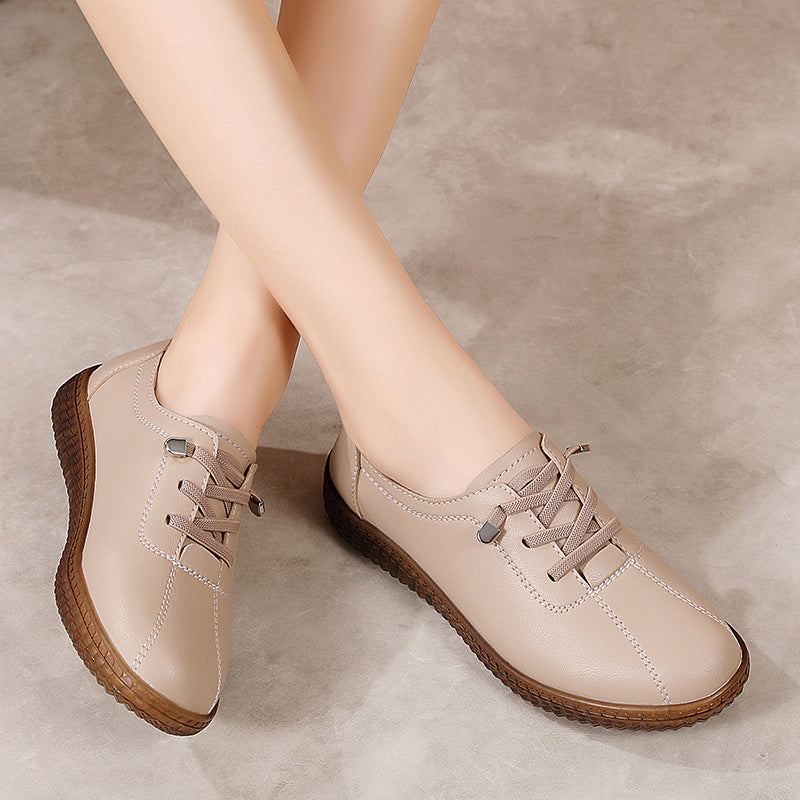 Women's Solid Color Lace-Up Sneakers Casual Low Top Outdoor Shoes