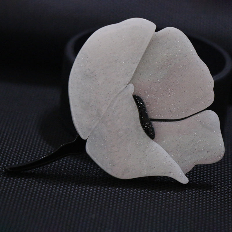 Minimalist Acrylic Flower Brooch for Women Large Petals Coat Suit Accessory