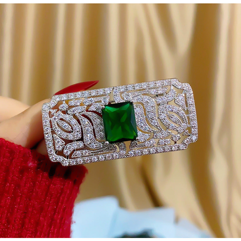 Rectangle Sparkling Brooch Pin for Men and Women Wedding Party Coat Accessory