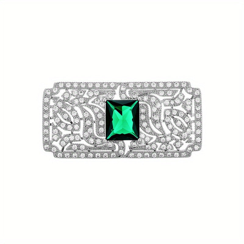Rectangle Sparkling Brooch Pin for Men and Women Wedding Party Coat Accessory