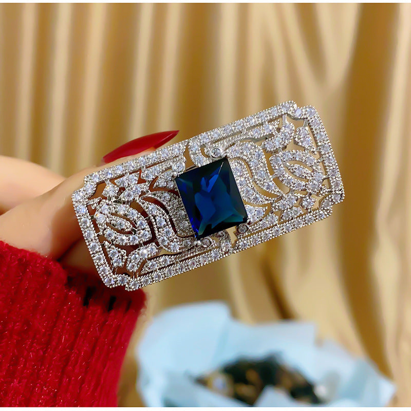 Rectangle Sparkling Brooch Pin for Men and Women Wedding Party Coat Accessory