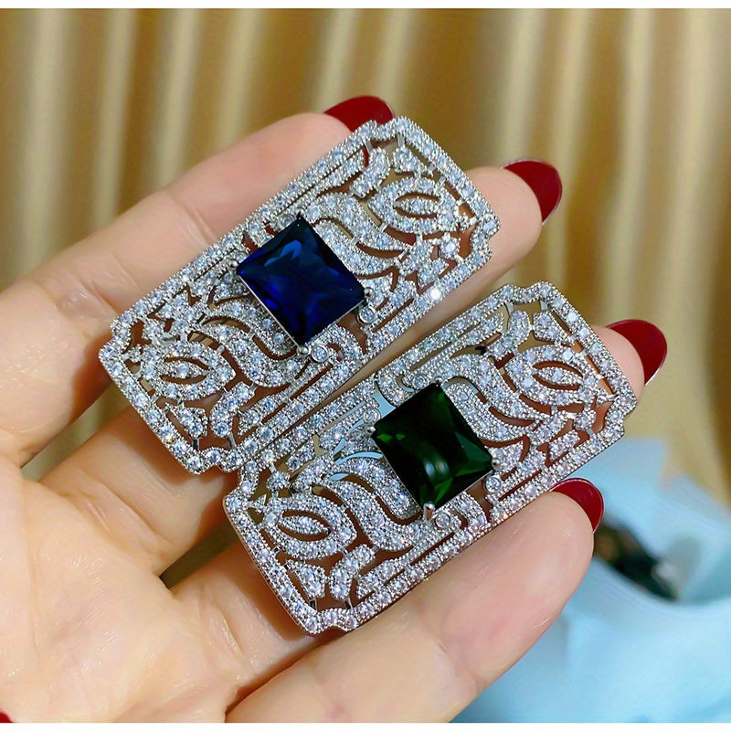 Rectangle Sparkling Brooch Pin for Men and Women Wedding Party Coat Accessory