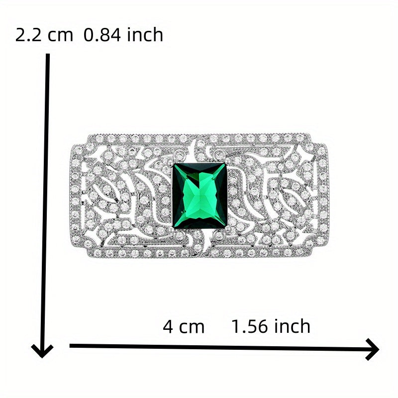 Rectangle Sparkling Brooch Pin for Men and Women Wedding Party Coat Accessory