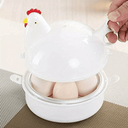 Cocedor de huevos con forma de pollo para 4 huevos, mini vaporizador de plástico, cazuela para huevos, herramienta de cocina