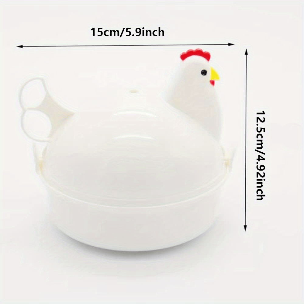 Cocedor de huevos con forma de pollo para 4 huevos, mini vaporizador de plástico, cazuela para huevos, herramienta de cocina