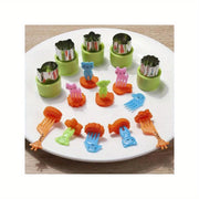 Set of 38 Animal Mini Food Picks with Cutting Tool and Silicone Lunch Box Divider for Snacks and Fruits