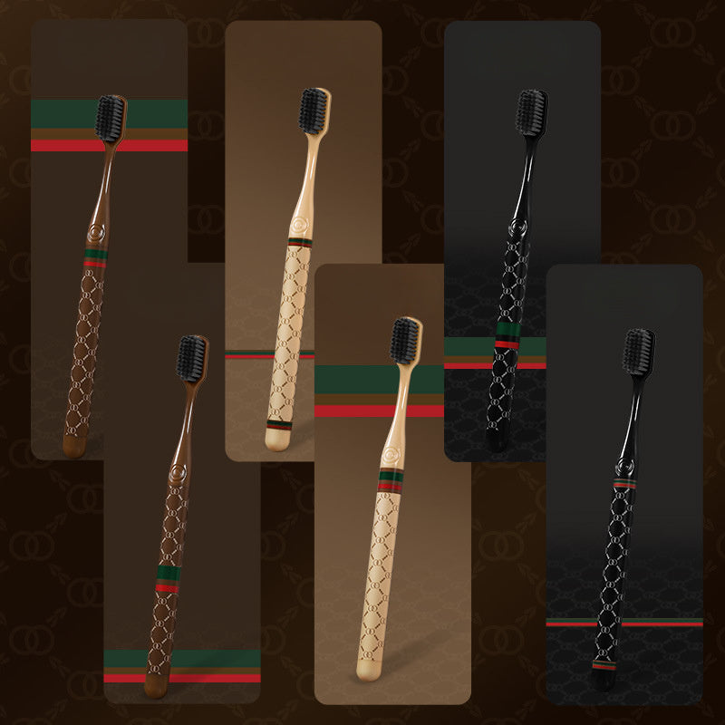 6-Piece Bamboo Charcoal Toothbrush Set Soft Bristles Travel Tooth Cleaner