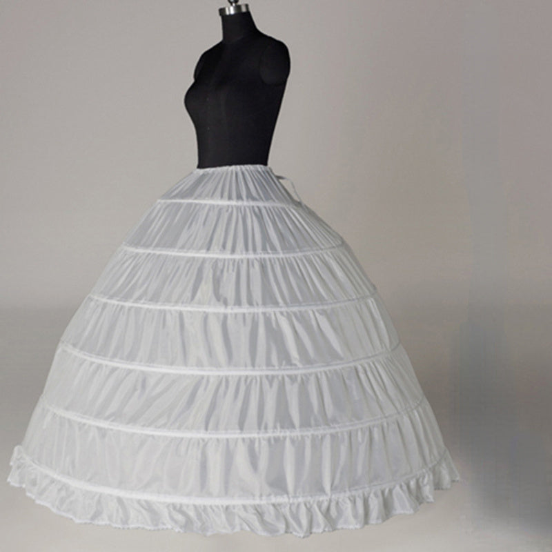 6-Hoop Petticoat for Wedding and Performance Dresses Tie Waist No Yarn Support Easy Hand Wash
