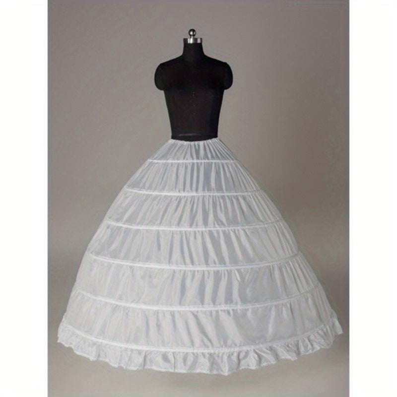 6-Hoop Petticoat for Wedding and Performance Dresses Tie Waist No Yarn Support Easy Hand Wash