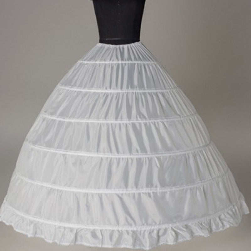 6-Hoop Petticoat for Wedding and Performance Dresses Tie Waist No Yarn Support Easy Hand Wash