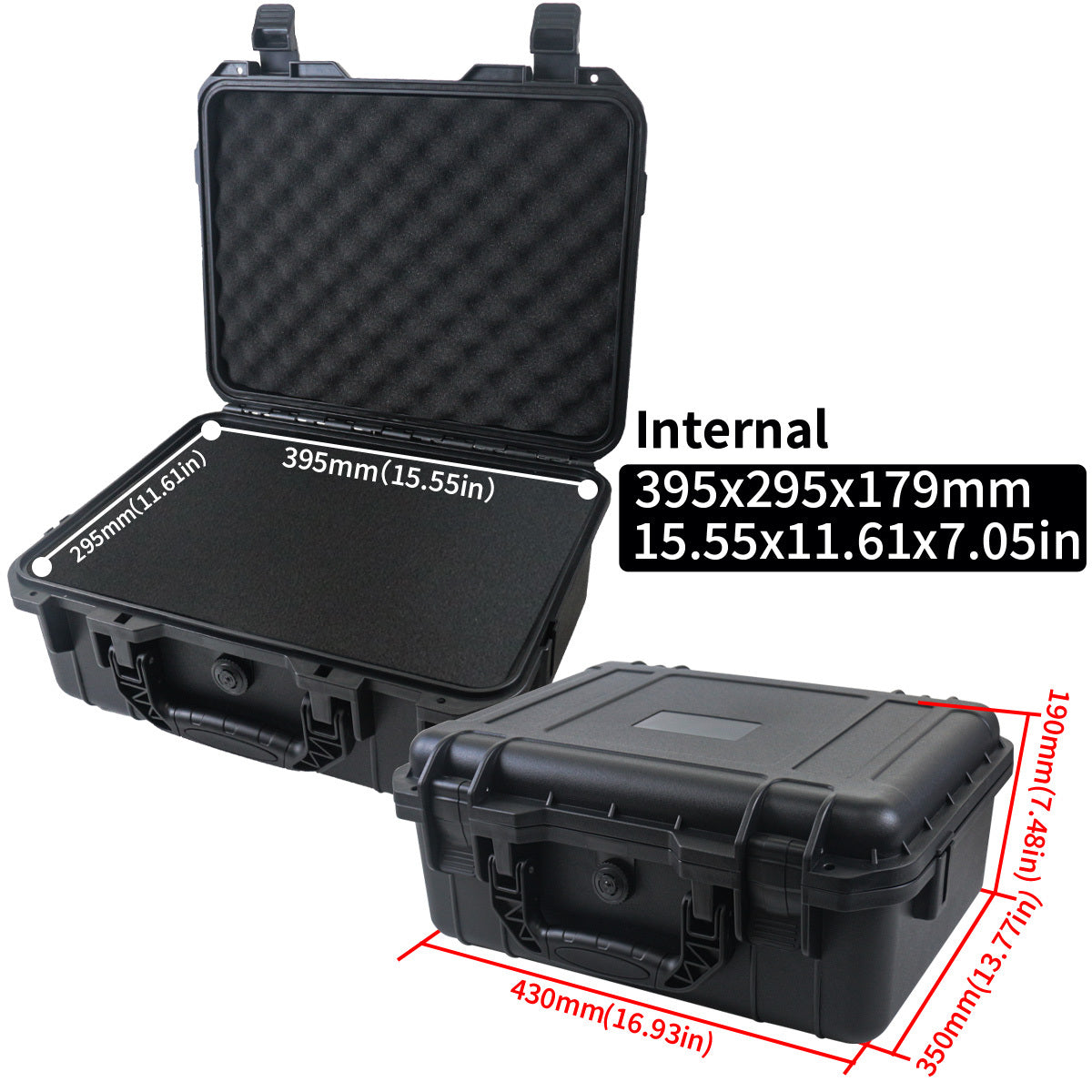 Waterproof Plastic Tool Case with Pre-Cut Foam for Tools Drones and Accessories