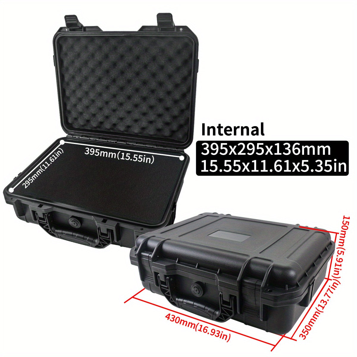Waterproof Plastic Tool Case with Pre-Cut Foam for Tools Drones and Accessories