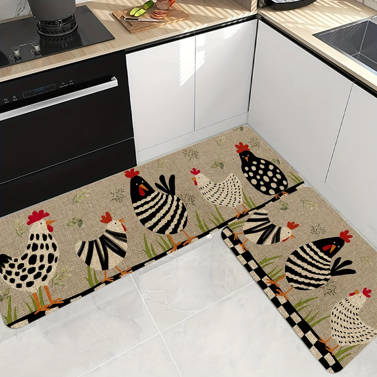 Стильный кухонный коврик с 3D-принтом в виде животных — быстросохнущий, нескользящий и легко моющийся, для домашнего декора и ванных комнат