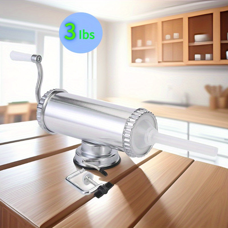 Aluminum Hand Crank Sausage Maker with Suction Base 1.36 KG Manual Stuffer