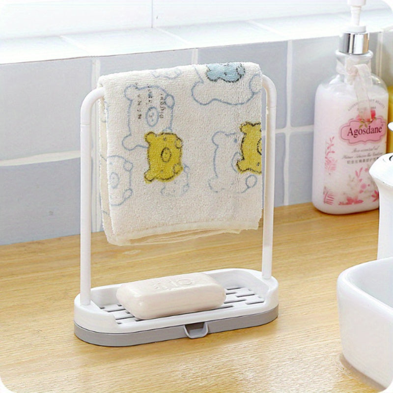 Small Kitchen Countertop Organizer with No-Drill Sponge and Towel Holder