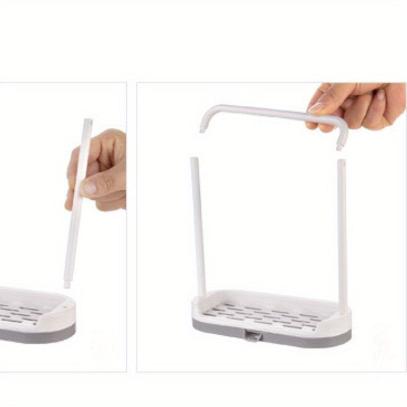 Small Kitchen Countertop Organizer with No-Drill Sponge and Towel Holder