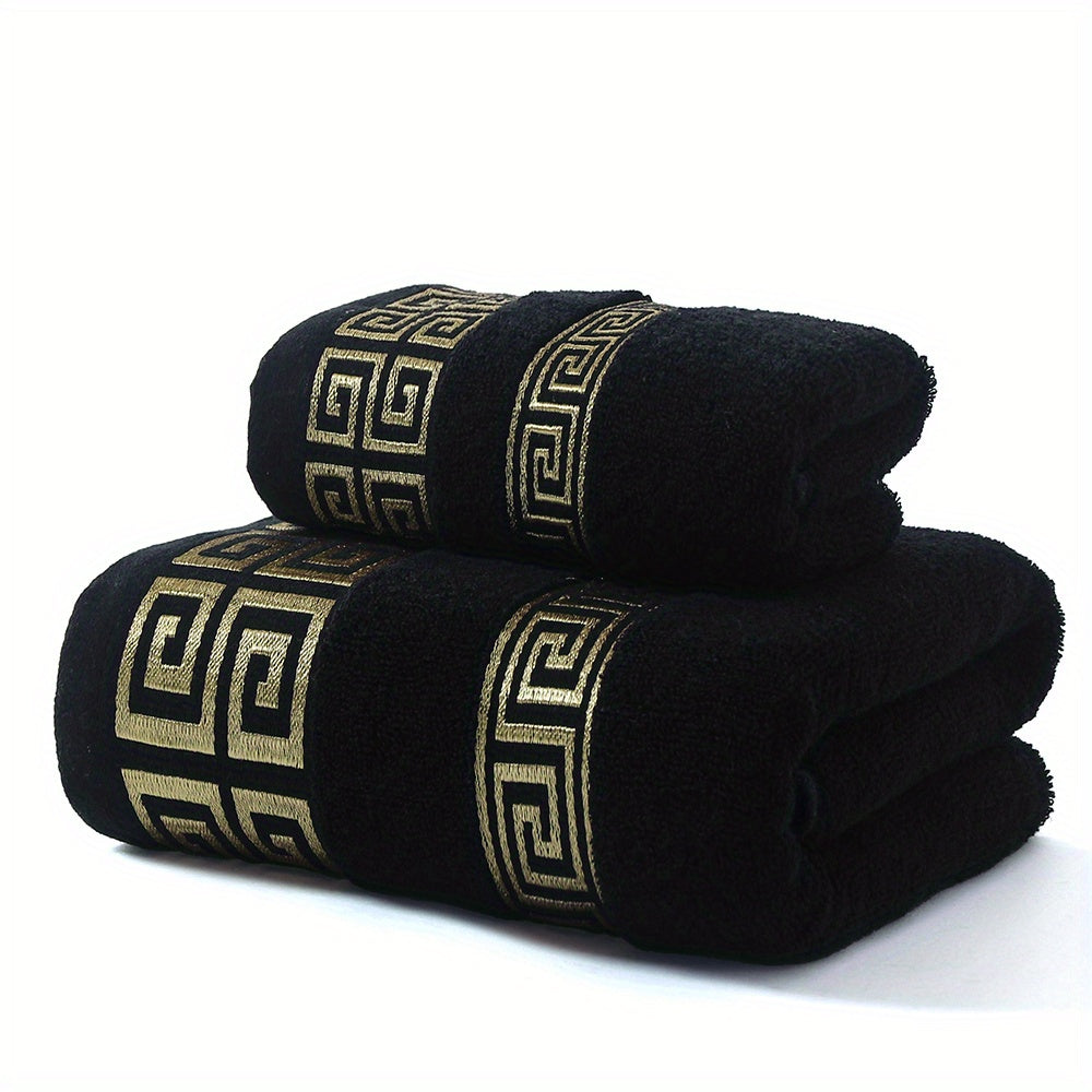 Cotton Towels 2-Piece Set Hand and Bath Towels 34x75cm 70x140cm 380 GSM