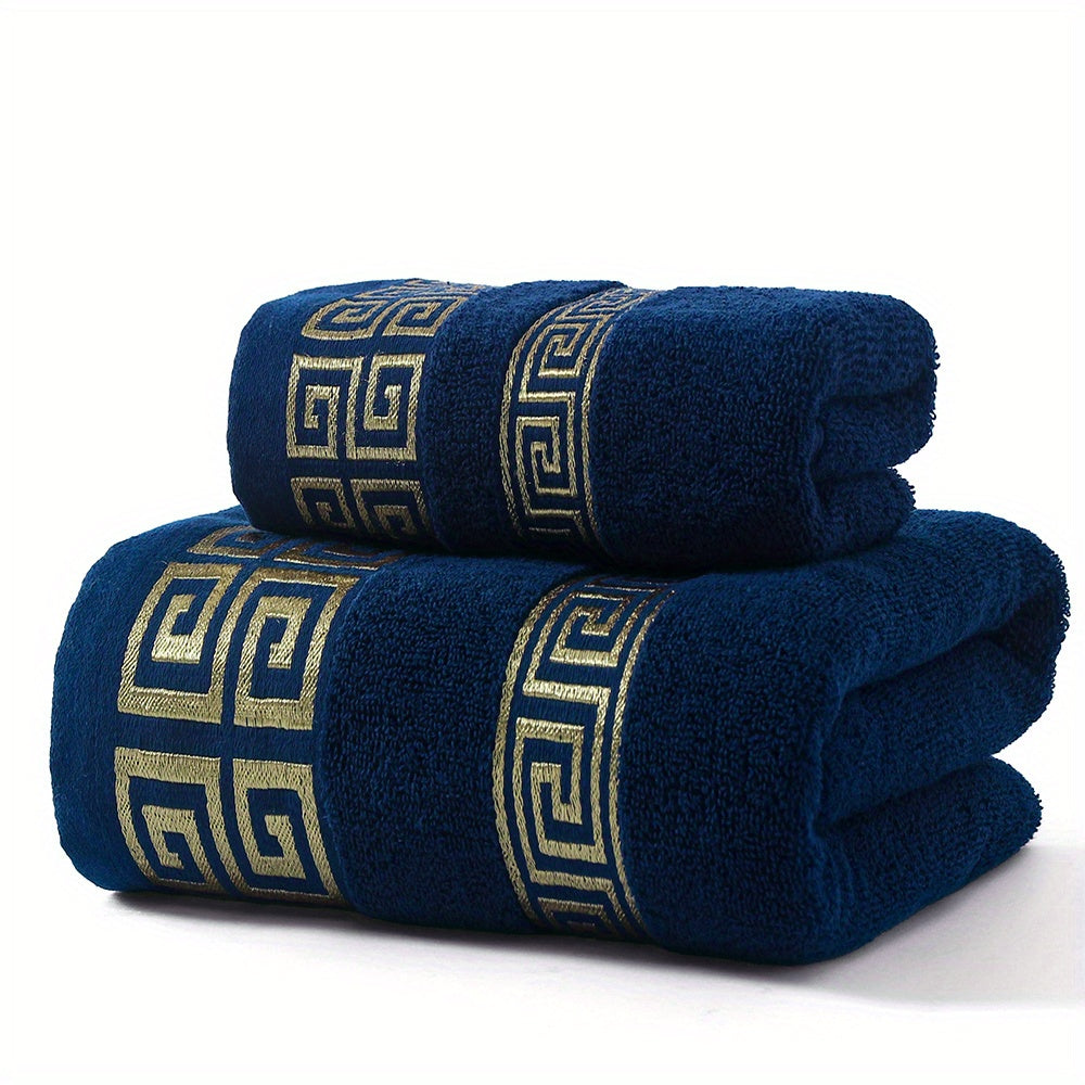 Cotton Towels 2-Piece Set Hand and Bath Towels 34x75cm 70x140cm 380 GSM