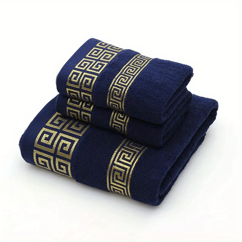 Cotton Towels 2-Piece Set Hand and Bath Towels 34x75cm 70x140cm 380 GSM
