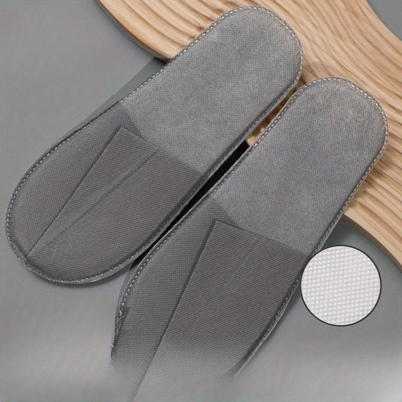 Set of 10 White Disposable Plush Slippers Non-Slip Indoor Footwear for Hotels