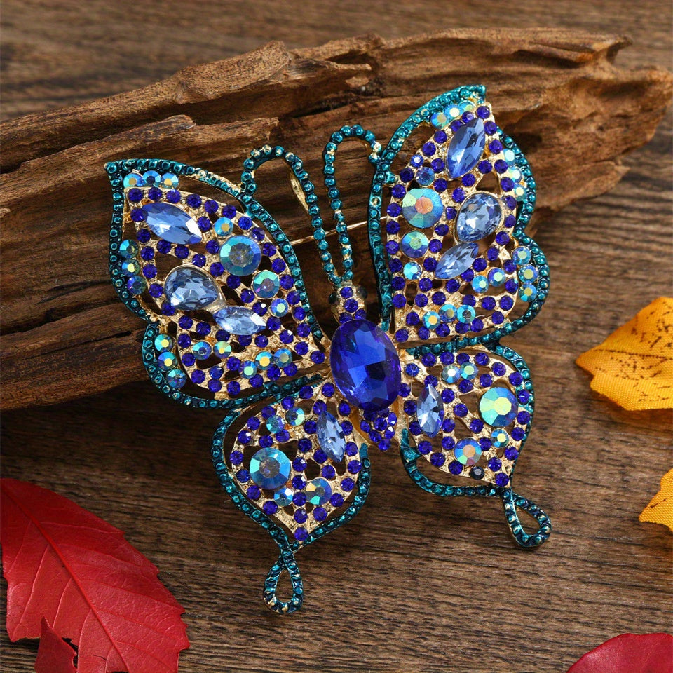 Women’s Butterfly Brooches Rhinestone Insect Pins for Office Suit Accessories