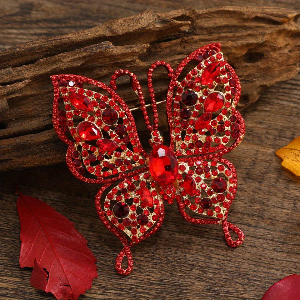 Women’s Butterfly Brooches Rhinestone Insect Pins for Office Suit Accessories