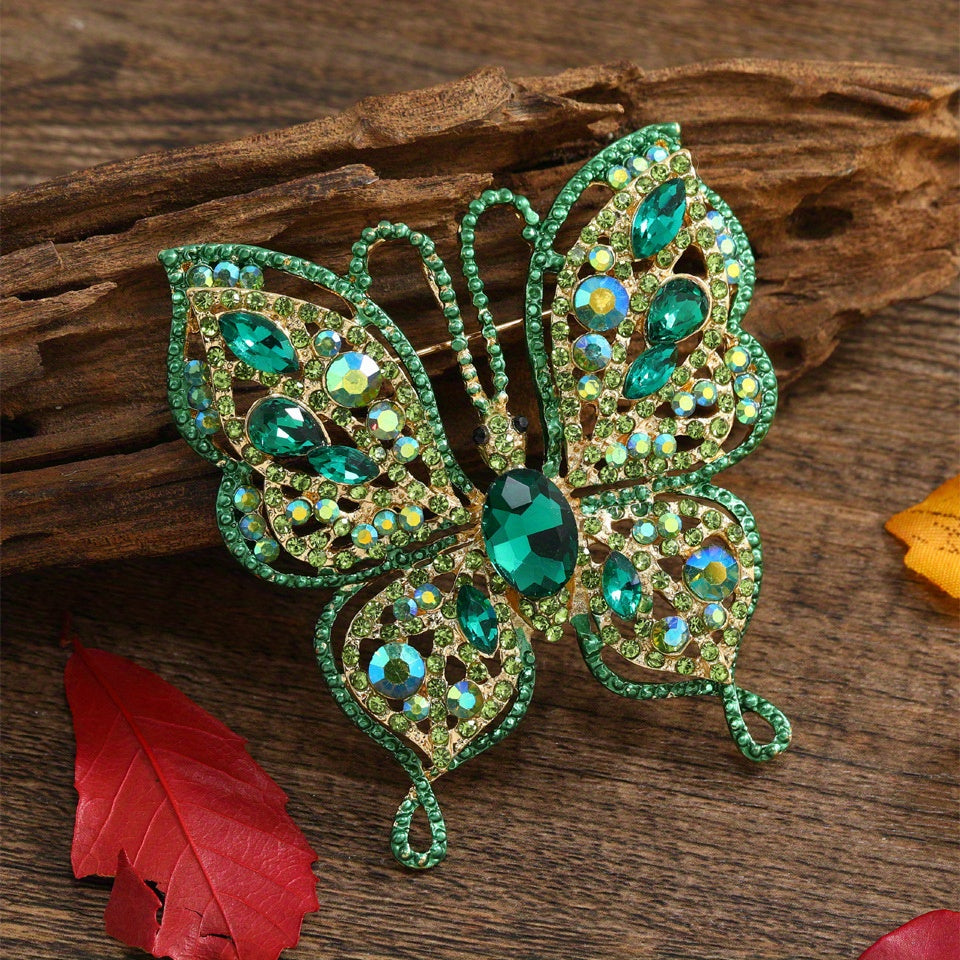 Women’s Butterfly Brooches Rhinestone Insect Pins for Office Suit Accessories