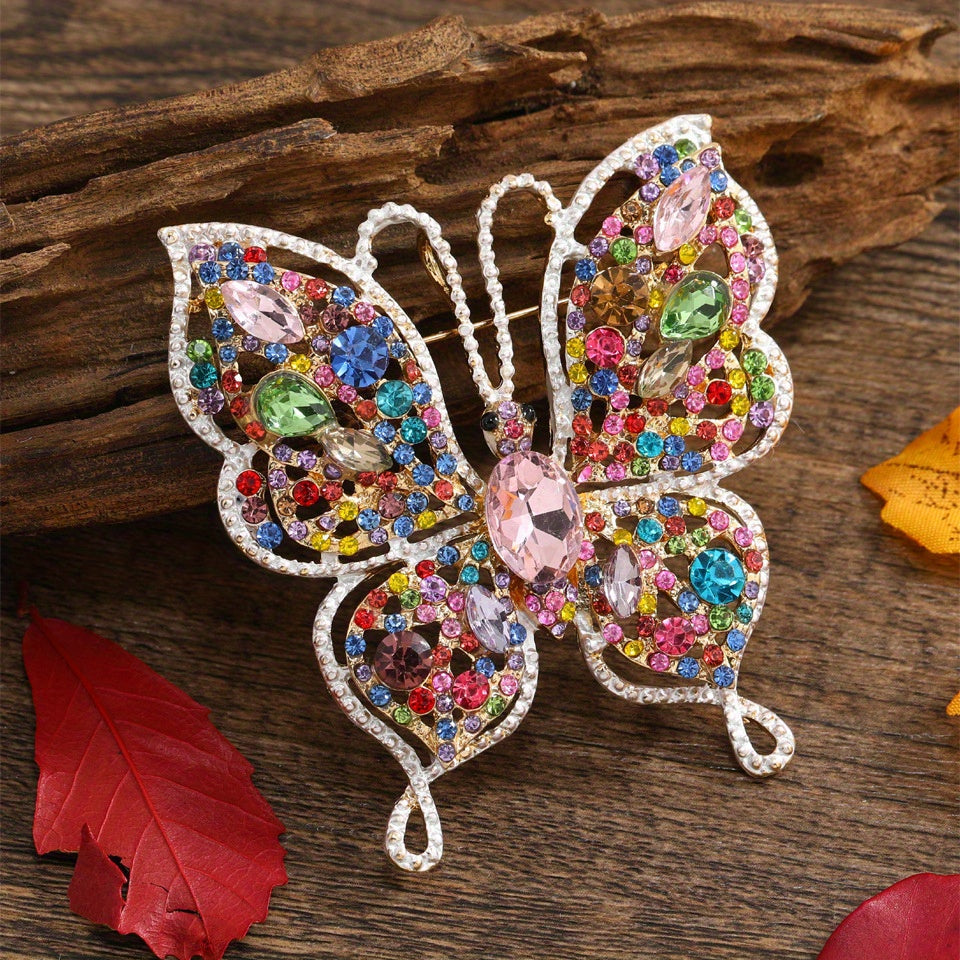 Women’s Butterfly Brooches Rhinestone Insect Pins for Office Suit Accessories