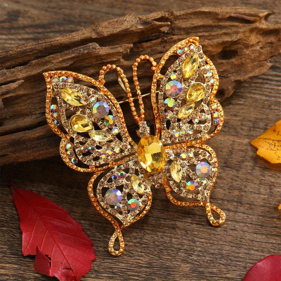 Women’s Butterfly Brooches Rhinestone Insect Pins for Office Suit Accessories