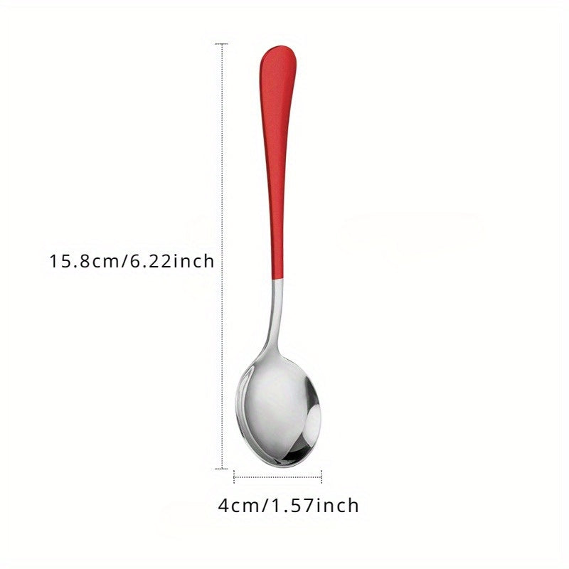 Stainless Steel Soup Spoons Set 5 Thick Modern Handles for Soup Cereal Dessert